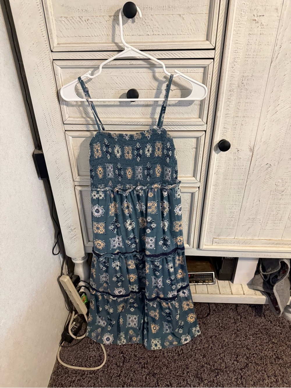 Universal Thread Blue Floral Smocked Maxi Dress